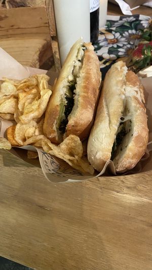 Artichoke and broccolini sandwich   at Eola General in Orlando