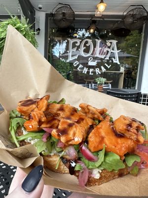 Buffalo chik’n crostini   at Eola General in Orlando