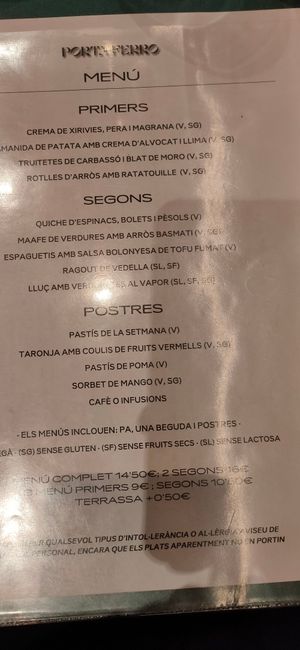 Recomendado,90% de la carta vegana. Además comida elaborada y de calidad. at Porta Ferro in Manresa