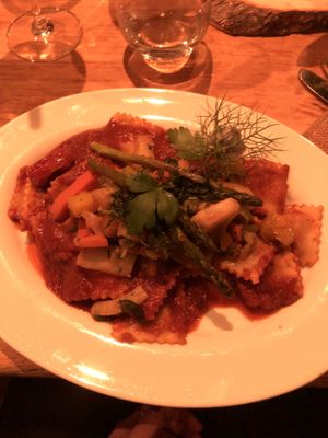 Bio Ravioli mit Linsen  at Bergrestaurant Bieleboh in Beiersdorf