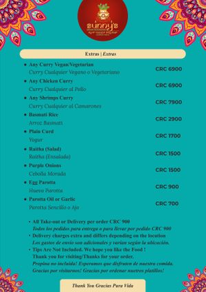 New Menu-Jan 2023 
Page 7 at Sunny's Indian Restaurant in La Fortuna