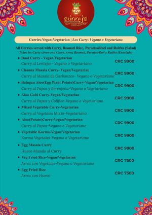 New Menu-Jan 2023 
Page 4 at Sunny's Indian Restaurant in La Fortuna