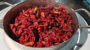 Beets Stir Fry at Sunny's Indian Restaurant in La Fortuna