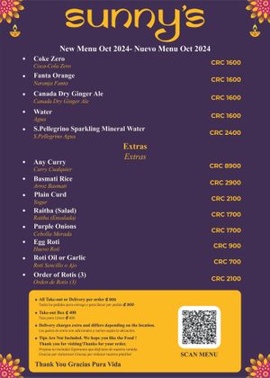 New Menu Oct 2024-Page 6 at Sunny's Indian Restaurant in La Fortuna