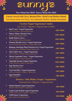New Menu Oct 2024-Page 4 at Sunny's Indian Restaurant in La Fortuna