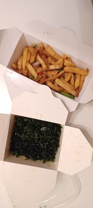 Vegan seaweed. Accidentally vegan salt and pepper chips. at Paw Paw in Banbury