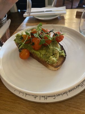 Smashed avocado toast at breakfast at The Acorn Inn in Lichfield