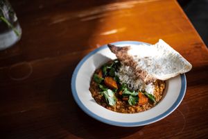 Split Red Lentil Dal at Venn Canteen in Porto