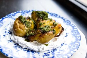 Crunchy New Potatoes with Whipped 'Feta' Cream at Venn Canteen in Porto