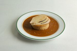 fried polenta • japanese curry • cocoa • pear at Venn Canteen in Porto
