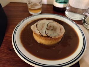 Fried polenta with cocoa sauce at Venn Canteen in Porto