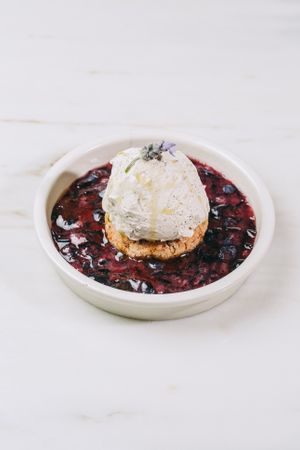 lavander ice cream • almond cookie • macerated
blueberries  at Venn Canteen in Porto