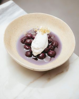 sweet potato · coconut ice cream · homemade syrup (seasonal flavours) at Venn Canteen in Porto