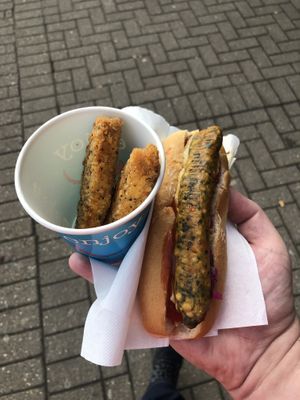 Old style hot dogs plus chicken tenders  at IKEA in Wednesbury