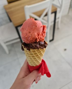 Strawberry and chocolate at Lody Rico in Augustow