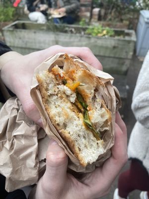 Inside Vegan focaccia  at Ernie  in Newcastle Upon Tyne
