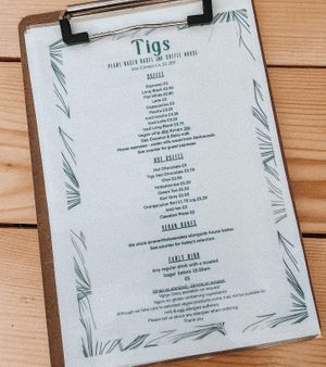 Menu  at Tigs Bagel & Coffee House in Sheffield