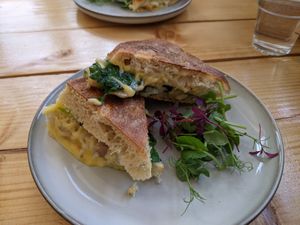 Thyme & mushroom grilled cheese at Tigs Bagel & Coffee House in Sheffield