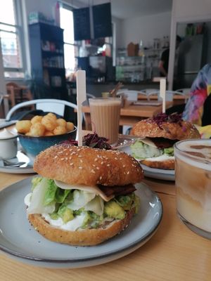 Club bagels at Tigs Bagel & Coffee House in Sheffield
