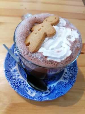 Gingerbread hot chocolate at Tigs Bagel & Coffee House in Sheffield