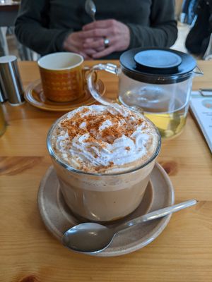 Biscoff latte at Tigs Bagel & Coffee House in Sheffield