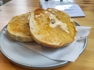 Maple and cinnamon butter bagel at Tigs Bagel & Coffee House in Sheffield
