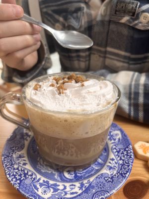 Biscoff latte  at Tigs Bagel & Coffee House in Sheffield