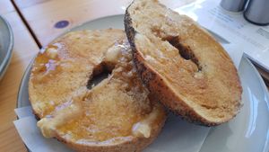 Maple and cinnamon spread bagels at Tigs Bagel & Coffee House in Sheffield