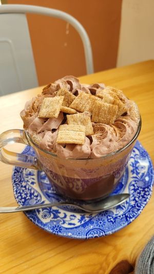 Luxury latte at Tigs Bagel & Coffee House in Sheffield