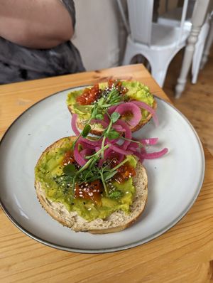 Avocado bagel at Tigs Bagel & Coffee House in Sheffield