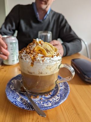 Banoffee biscoff latte at Tigs Bagel & Coffee House in Sheffield