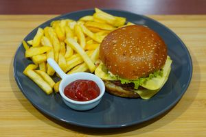 cheese burger vegan/vegetarian at Vege House in Belgrade