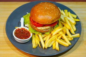 Falafel burger at Vege House in Belgrade