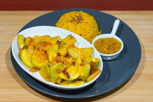 Zucchini curry at Vege House in Belgrade