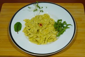 Pasta pesto at Vege House in Belgrade