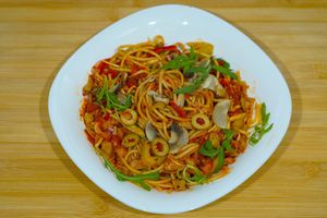 Bolonjeze pasta at Vege House in Belgrade