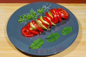 Raw Vegan Caprese Salad at Vege House in Belgrade