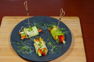 Raw zucchini wraps at Vege House in Belgrade
