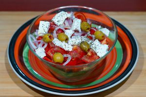Greek salad at Vege House in Belgrade