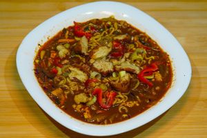 Miso ramen soup at Vege House in Belgrade