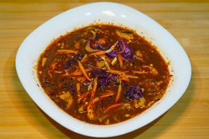 Chinese hot & sour soup at Vege House in Belgrade