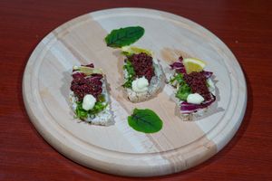 Vegan caviar (our own recipe) at Vege House in Belgrade