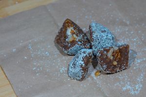 Homemade choco with almonds, walnuts, figs and hazelnuts at Vege House in Belgrade