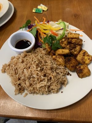 Mild Chilli Tofu with fried rice at Pumpernickel Coffee Shop in Dumfries