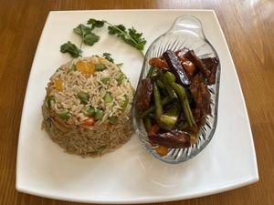 teriyaki ‘chicken’ and fried rice😄  at Pumpernickel Coffee Shop in Dumfries