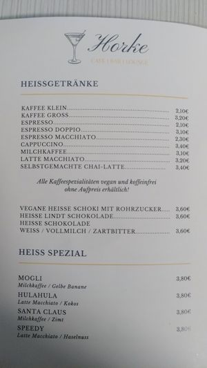 Heißgetränke at Café Bar Horke in Isny Im Allgaeu