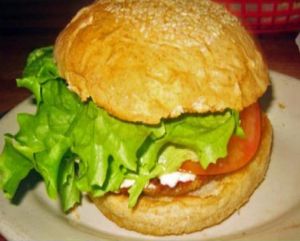 vegan burger by i dream of greenie at Mother's Cafe and Garden in Austin