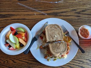 100% vegan Reuben sandwich with homemade sauce. at Serendipity at the Orange Door in Somerset