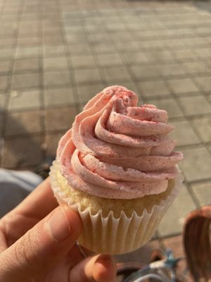 Strawberry frosted cupcake   at Open Door Tea in Stratford
