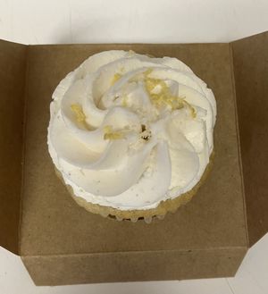 Yummy vanilla vegan cupcake   at Open Door Tea in Stratford